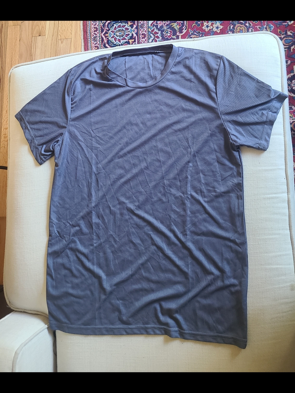 Grey Micro-Grid Athletic Tee | Quick-Dry Short Sleeve Running Shirt - XS